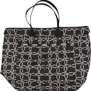 Lesportsac Black and White Chain Design Tote